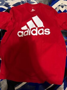 Men’s adidas Red Tee with White Logo